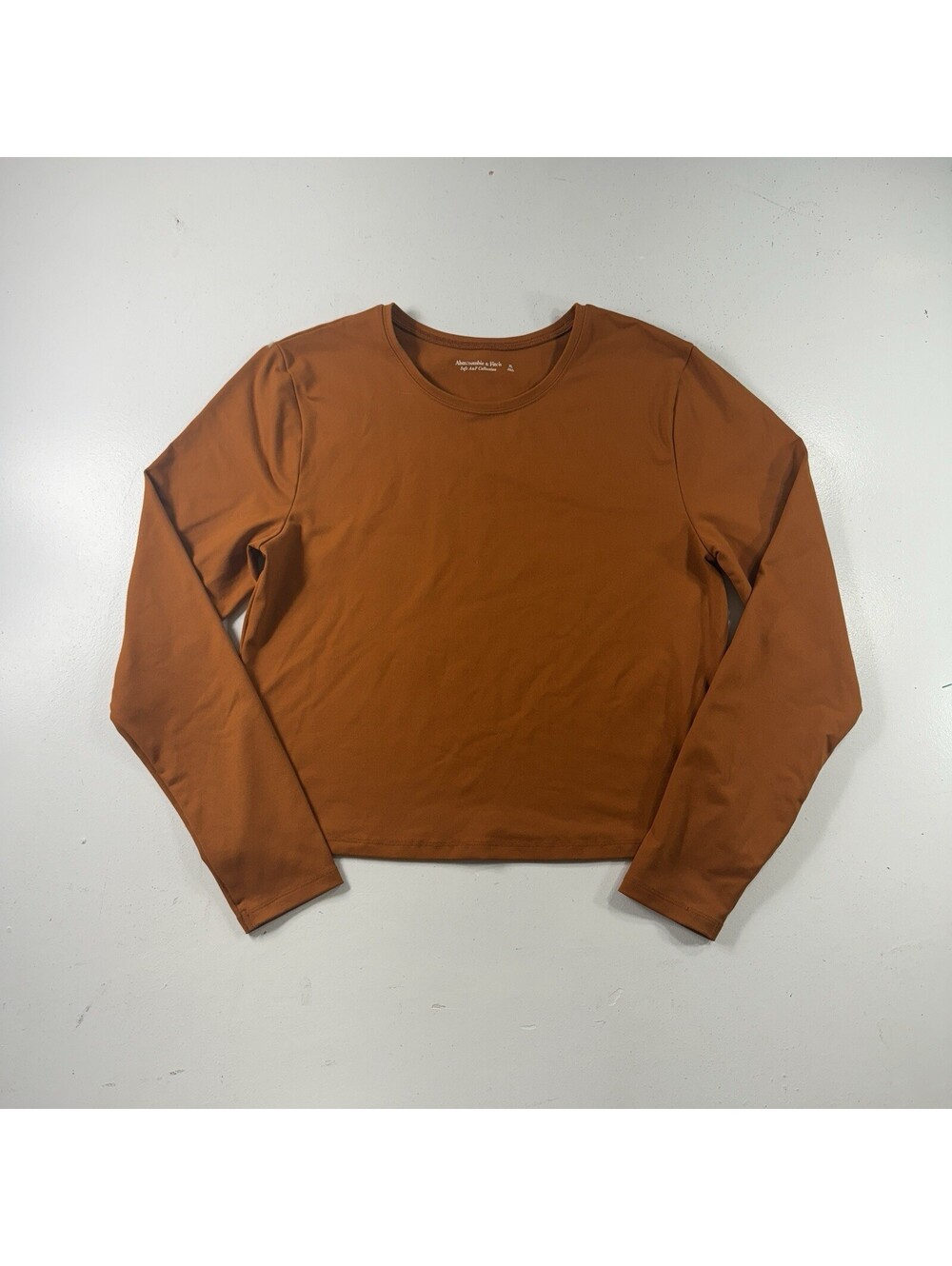 Abercrombie & Fitch Soft AF Cropped Shirt Long Sleeve Orange Women’s Size XL